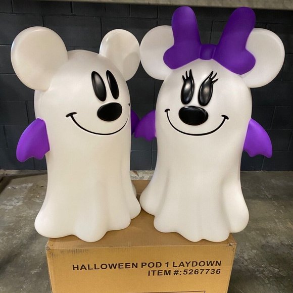Disney 2 Foot Lighted Mickey and Minnie Mouse Ghost Blow Mold for Halloween - Picture 1 of 2